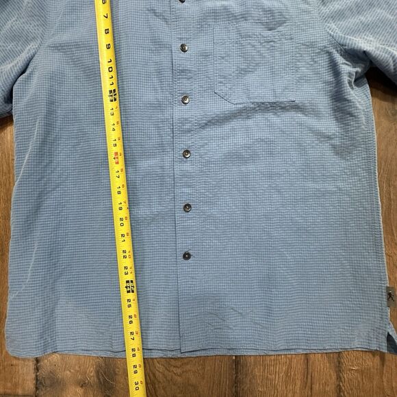 Royal Robbins Mens Button Shirt Size L Soft Blue Plaid Relaxed Fit Short Sleeve - Picture 3 of 7